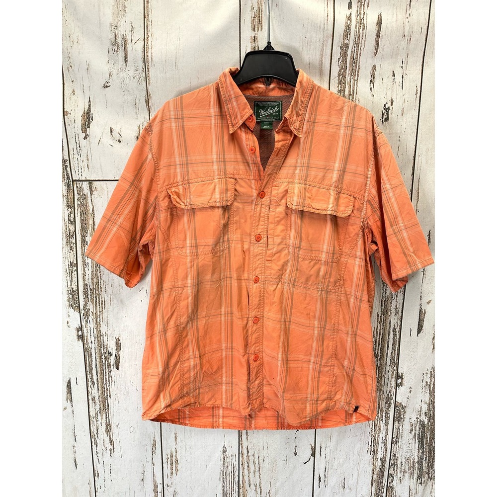 Woolrich Men's Shirt Large Papaya Orange Plaid